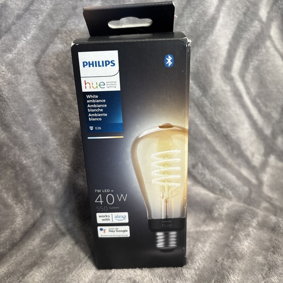 Philips Hue White Ambiance Filament E26 ST19 Bluetooth LED Smart Bulb 40W - Picture 1 of 4